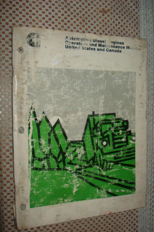 Buy 1978 CUMMINS AUTOMOTIVE DIESEL ENGINES OPERATION & MAINTENANCE
