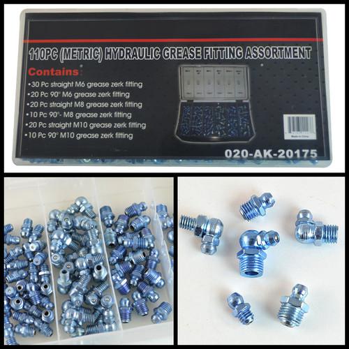 New 220pc Metric & SAE Hydraulic Grease Zerk Zirk Fitting Assortment Most Sizes, US $17.90, image 2