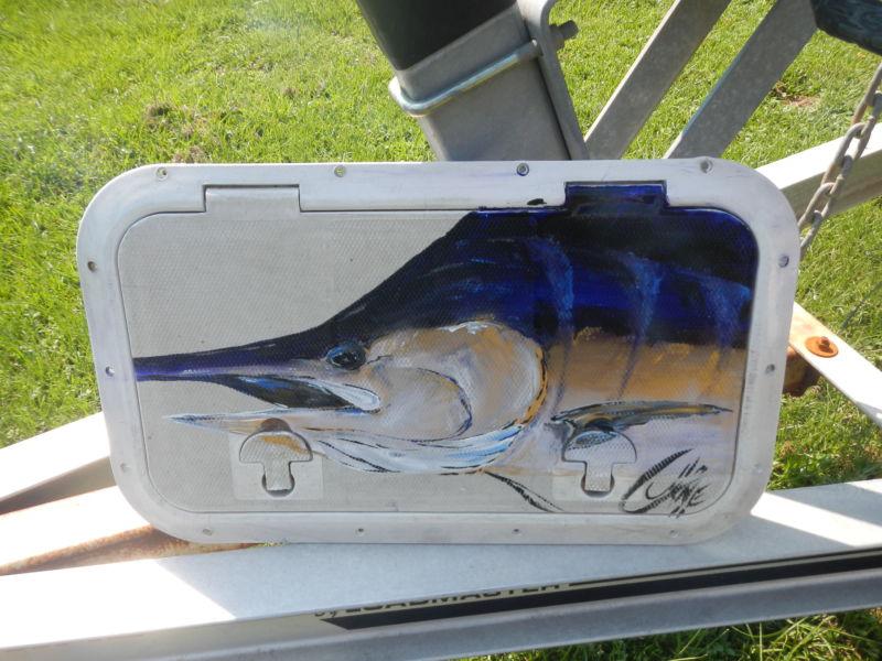 Buy Marine Boat Hatch , with Marlin Painting by Pensacola Artist Cjane