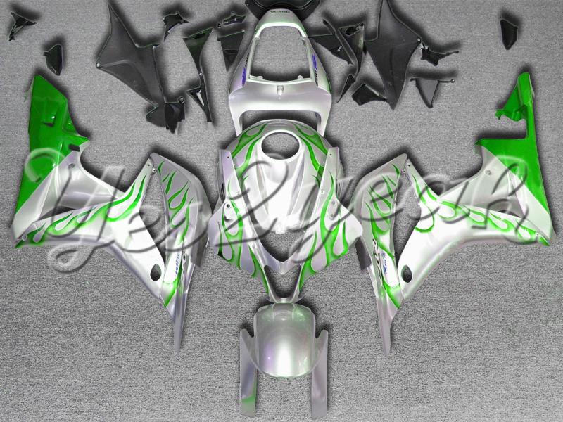 Injection molded fit 2007 2008 cbr600rr 07 08 green flames fairing zh575