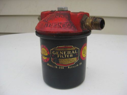 Vintage the general oil filter canister model 1a-25a / red &amp; black / novi, mich.