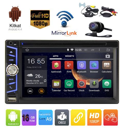 2din android4.4 quad core gps navi car radio dvd player wifi-3g stereo bt+camera