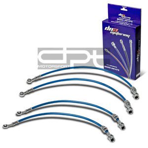 Mr2 w10 replacement front/rear stainless steel hose blue racing brake lines kit