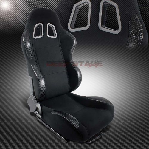 2x pvc leather carbon look sports style racing seats+mounting sliders right side