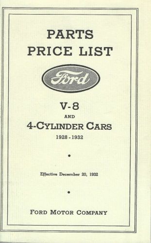1928-1932 ford parts list for v-8 &amp; 4 cylinder cars