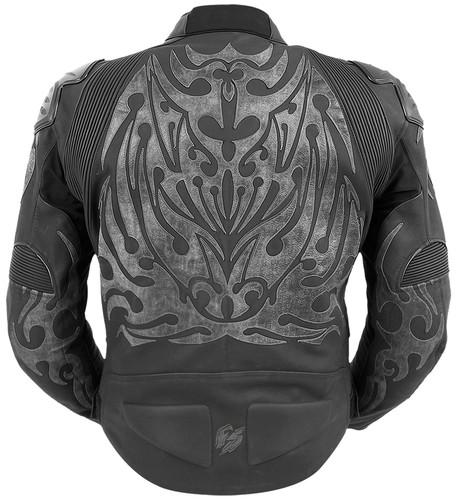 Fieldsheer tattoo leather motorcycle jacket black gray size x-large