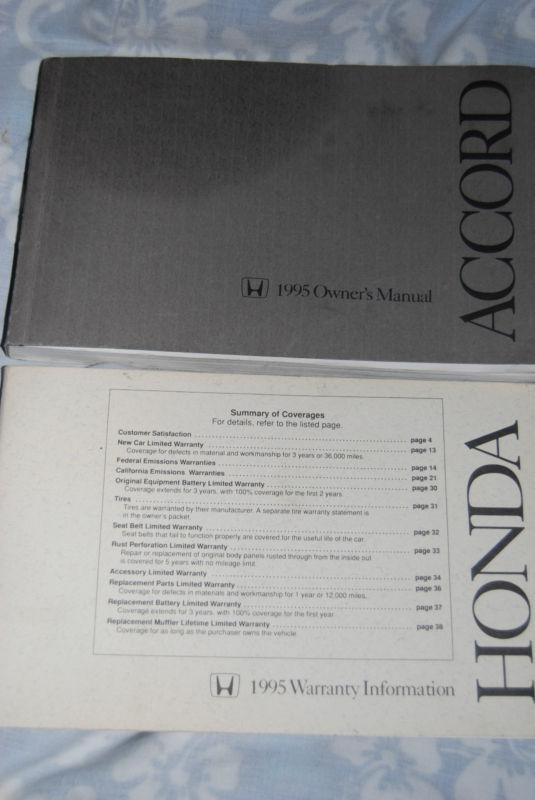 1995 honda accord  owner's manual book and owners warranty information