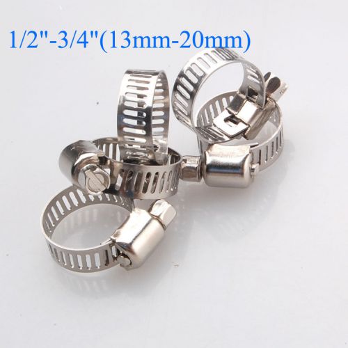 5pcs 1/2"-3/4" adjustable stainless steel drive hose clamps fuel line worm clip