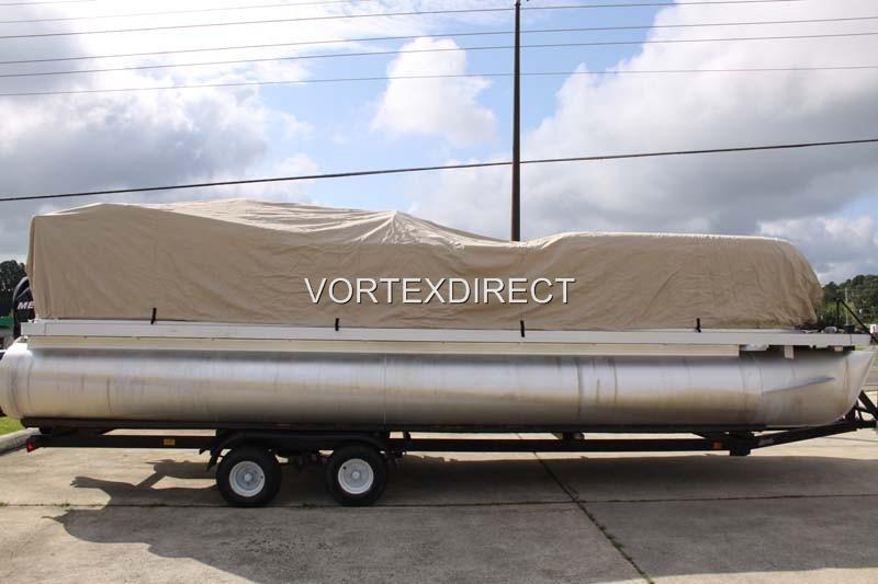 New vortex beige/tan 22 ft foot ultra pontoon boat cover w/elastic seam + straps