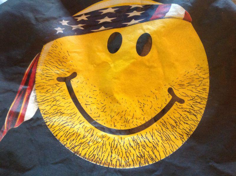 Jeep spare tire cover "only in a jeep" bearded smiley face w/american bandana