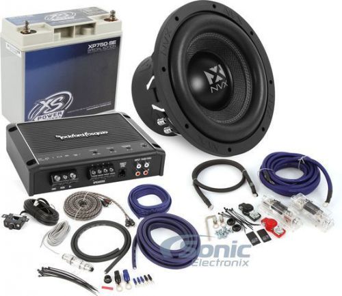 Nvx/rockford fosgate bass pack: vcw102 sub + r750-1d w/ 2nd battery &amp; kit