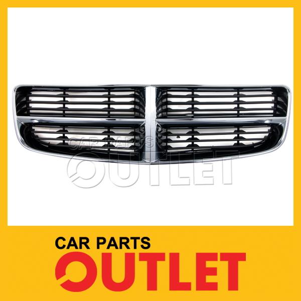 06-08 dodge charger chrome grille outer frame ch1200296 black inner grid insert