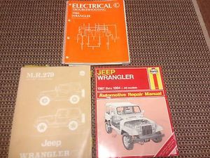 Jeep wrangler yj shop manuals 1987 1988 1989 1990 1991