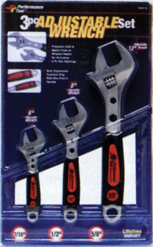 Performancetool 3 pc adjustable wrench set