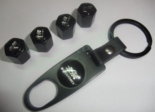 4pcs tire val valve air caps cap cover keychain emblem fit for mugen black-s