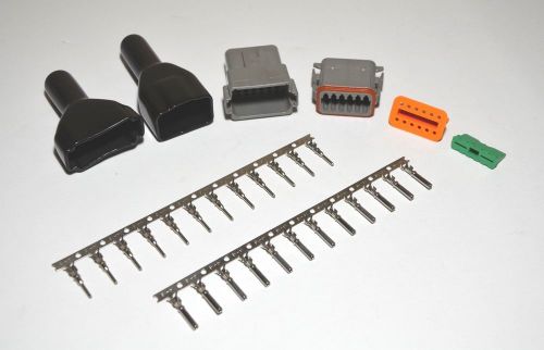 Deutsch dt 12-pin genuine connector kit 14-16awg stamp contacts with black boots
