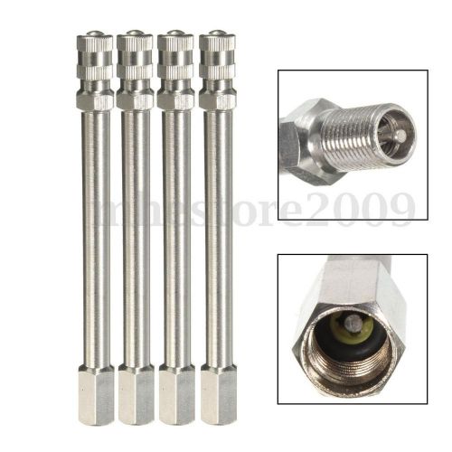 4x 100mm chrome tyre valve extension twin wheel adapter for truck bus lorry van