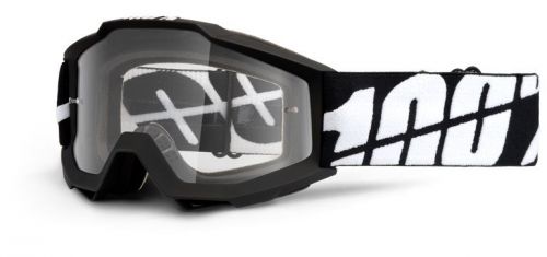 100% accuri youth goggles clear lens black tornado - black/white strap