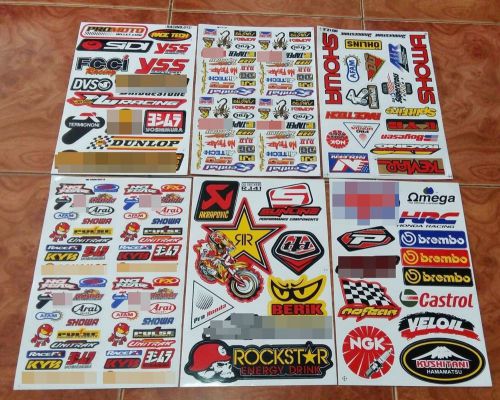 Motocross racing sport supercross quad car  helmet decal stickers 6 sheets