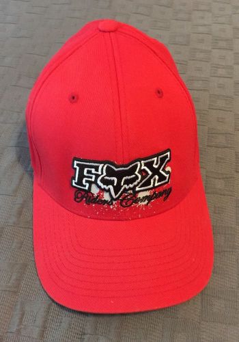 Fox riders company racing red &amp; black cap hat flex fit flexfit