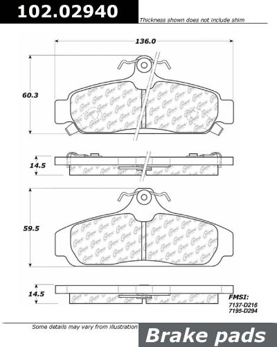 Centric parts 102.02940 front semi metallic standard brake pads