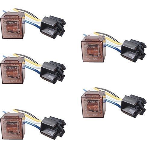 E support car relay 12v 80a spst 4pin socket pack of 5