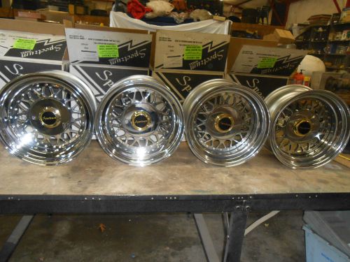 15" x 8',  vintage nos spectrum,  pro mesh,gold  5x5 wheel rims, set of 4