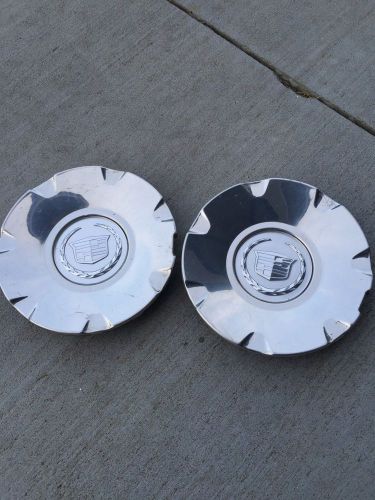 Cadillac deville dts dhs sts seville wheel center caps hubcaps set of 2