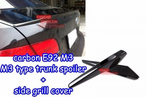 Carbon fiber bmw 07-13 e92 m3 type trunk spoiler + side grill cover ◎