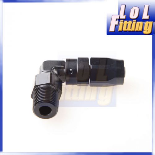 -6 an6 an -6 6an to 1/4" npt 90 degree swivel hose end fitting adaptor black