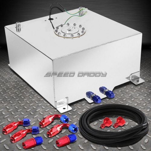 20 gallon polished aluminum fuel cell tank+cap+level sender+nylon fuel line kit