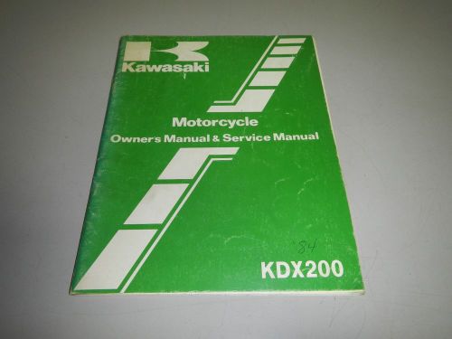 Kawasaki kdx200 kdx-200-a2 motorcycle owners service shop manual 99920-1252-01