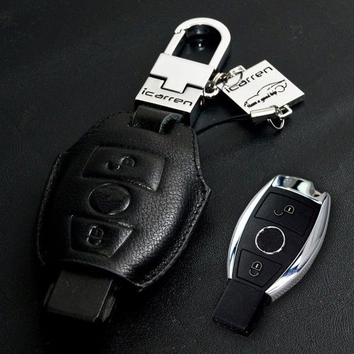 Genuine leather bag case holder cover for mercedes benz car remote keychain