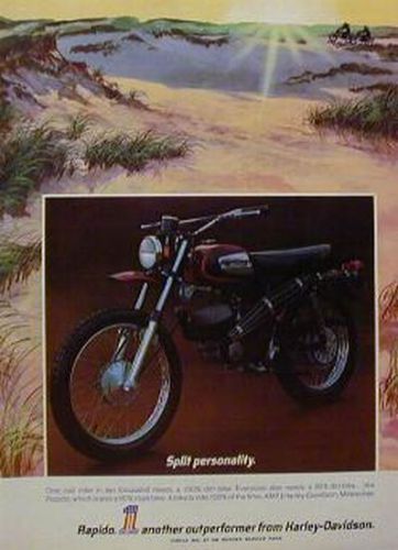 Harley-davidson rapido original motorcycle ad 1972