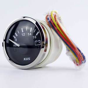 Kus marine voltmeter gauge wema boat battery voltage meter steel bezel 8-16v