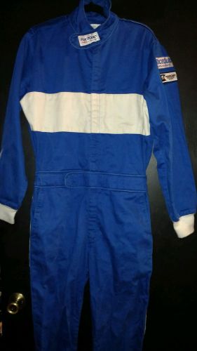 Pyrotect racing suit, one piece, medium racequip, used, blue