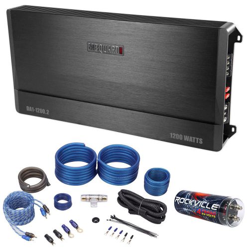 Mb quart da1-1200.2 1200w rms 2-channel car stereo amplifier+amp kit+capacitor