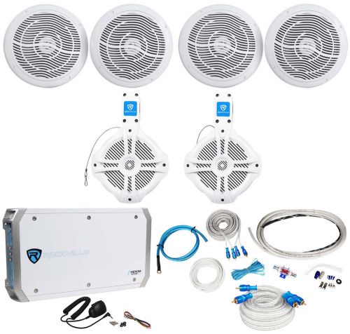 2) rockville rmc80w 8&#034; 800w marine boat speakers+2) wakeboards+amplifier+amp kit