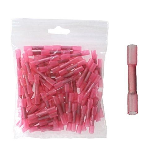 Pixnor butt connectors,heat shrink,15-24 awg crimp and seal,100-pack(pink)
