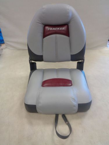 Tracker vinyl folding fishing seat gray / burgundy 18 1/2" x 22 3/4" marine boat