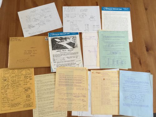 Mixed lot - falconar sirocco mj-5 aircraft blueprints, catalog &amp; other materials