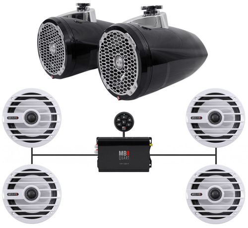 (2) rockford fosgate pm282w-b 8&#034; 400w marine wakeboards+(4) speakers+amplifier