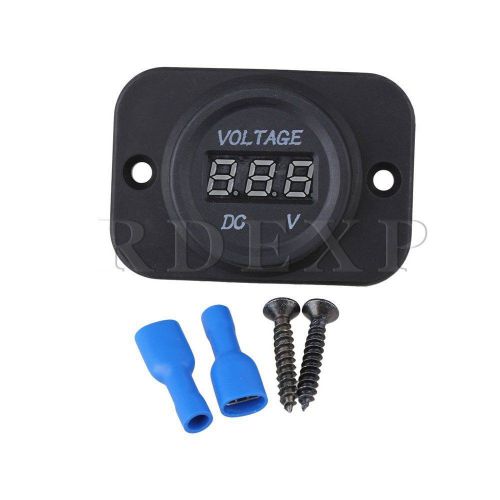 Waterproof dc12-24v digital red led voltmeter + front panel black