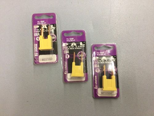 Lot of 3 littelfuse pal160bp auto link straight male terminal, 60 amp