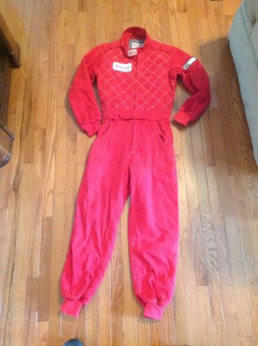 Auto racing firesuit safety sfi 3-2a/5 3-layer 1 pc nomex  suit red sz l