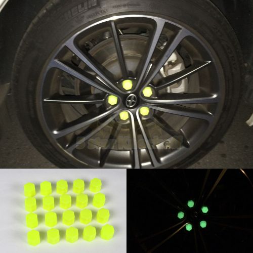 Glow in the dark halo mod on wheel! 21mm usa diy rim lug nuts covers caps yellow