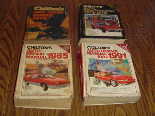 Lot of 4 thick chilton&#039;s auto repair manuals 1966 - 1991 vintage 1973 1979 1985