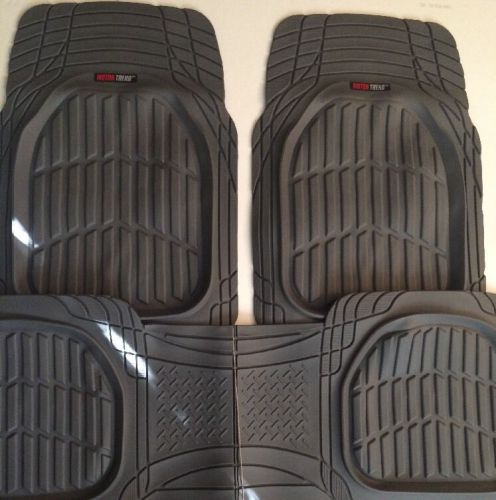 Motor trend flextough 3pc rubber floor mats - thick heavy duty all weather gray