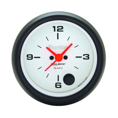 Auto meter 5885 clock 2-5/8&#034; white face phantom series 12