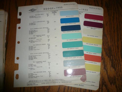 1955 dodge acme proxlin color chip paint sample